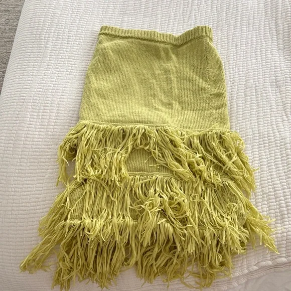 SAYLOR Chartreuse Knit Cropped Tank with Fringe - Picture 4 of 4